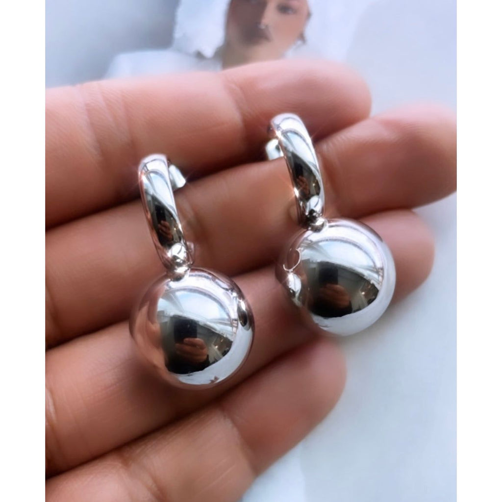 Silver Bauble Ball Earrings