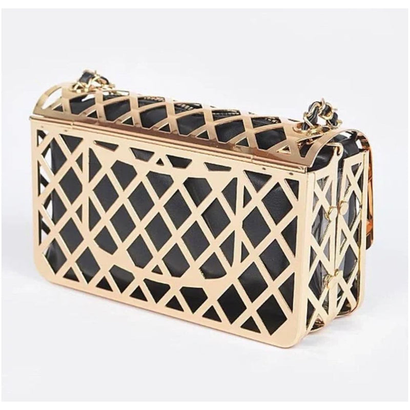 Gold Lady Cage Statement Bag