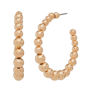 Gold Pearl Ball Hoops