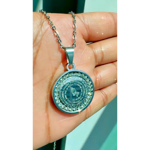 Silver Lords Prayer Crystal Necklace
