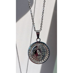 Silver Lords Prayer Crystal Necklace