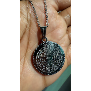 Silver Lords Prayer Crystal Necklace