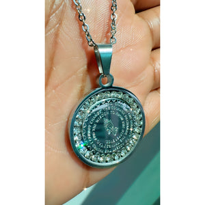 Silver Lords Prayer Crystal Necklace