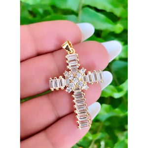 Baguette Cross Necklace (with chain)