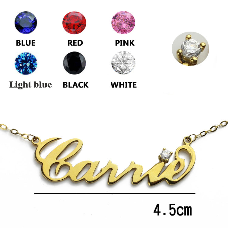 Script Birthstone Name Necklace