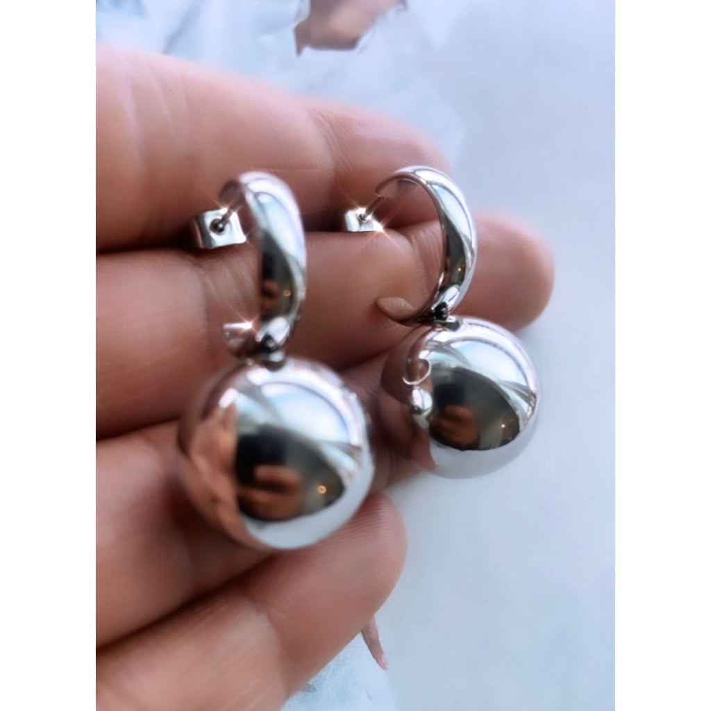 Silver Bauble Ball Earrings
