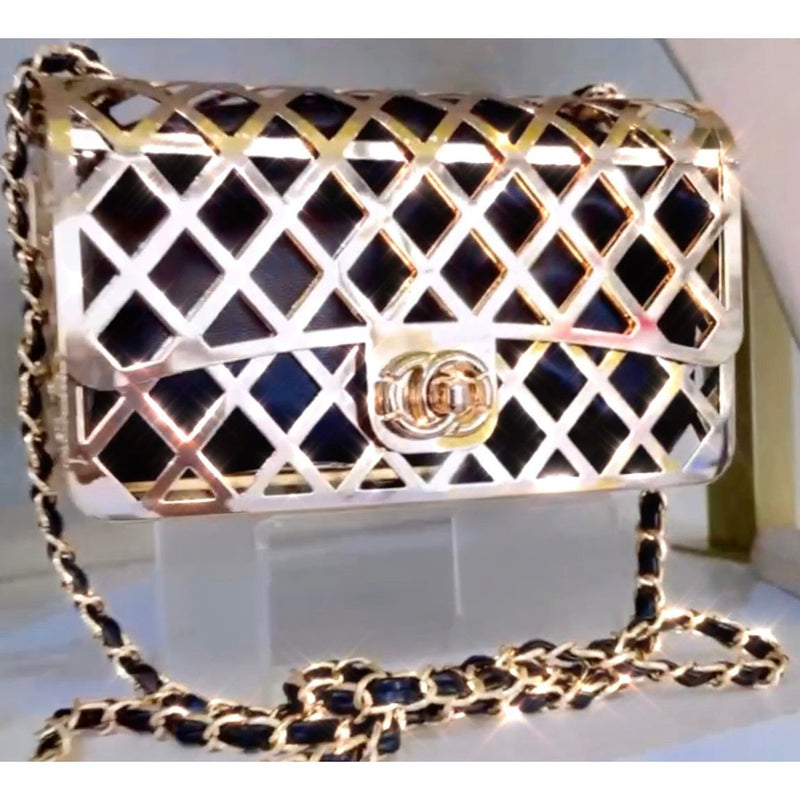 Gold Lady Cage Statement Bag