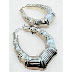 Silver Bamboo Hoops
