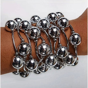 Silver Ball Bangle Set