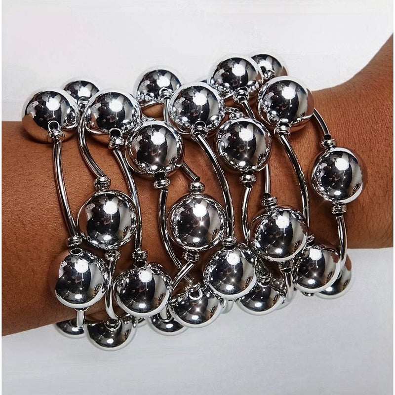 Silver Ball Bangle Set