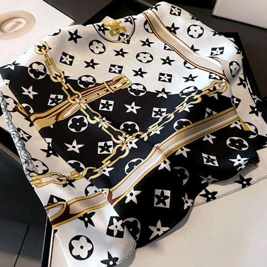 Black Buckle Up Silk Scarf