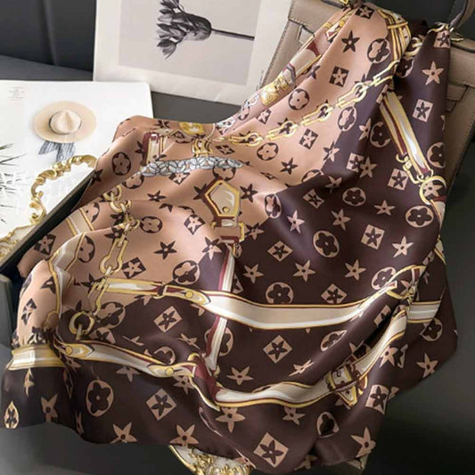 Brown Buckle Up Silk Scarf