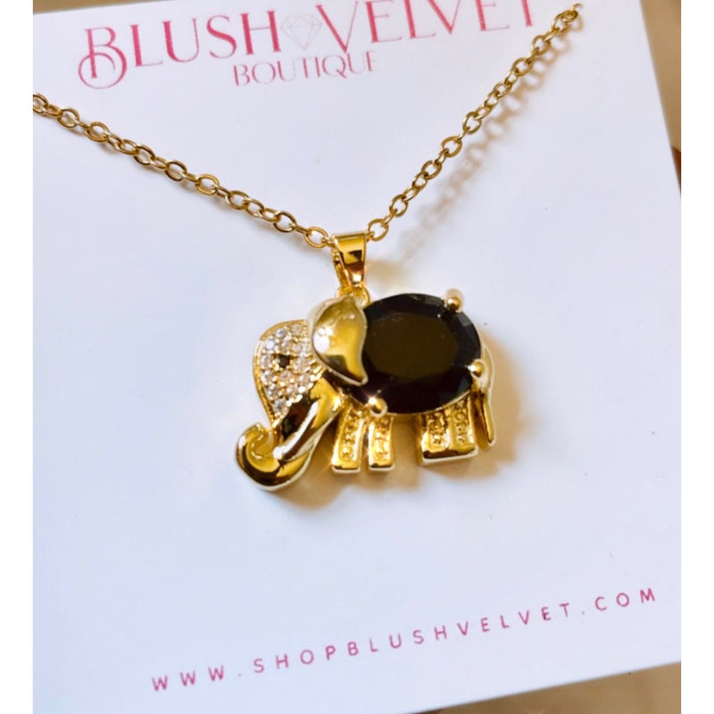 Onyx Elephant Necklace