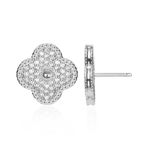 Silver Clover Crystal Stud
