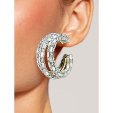 Crystal Circle Stone Hoops
