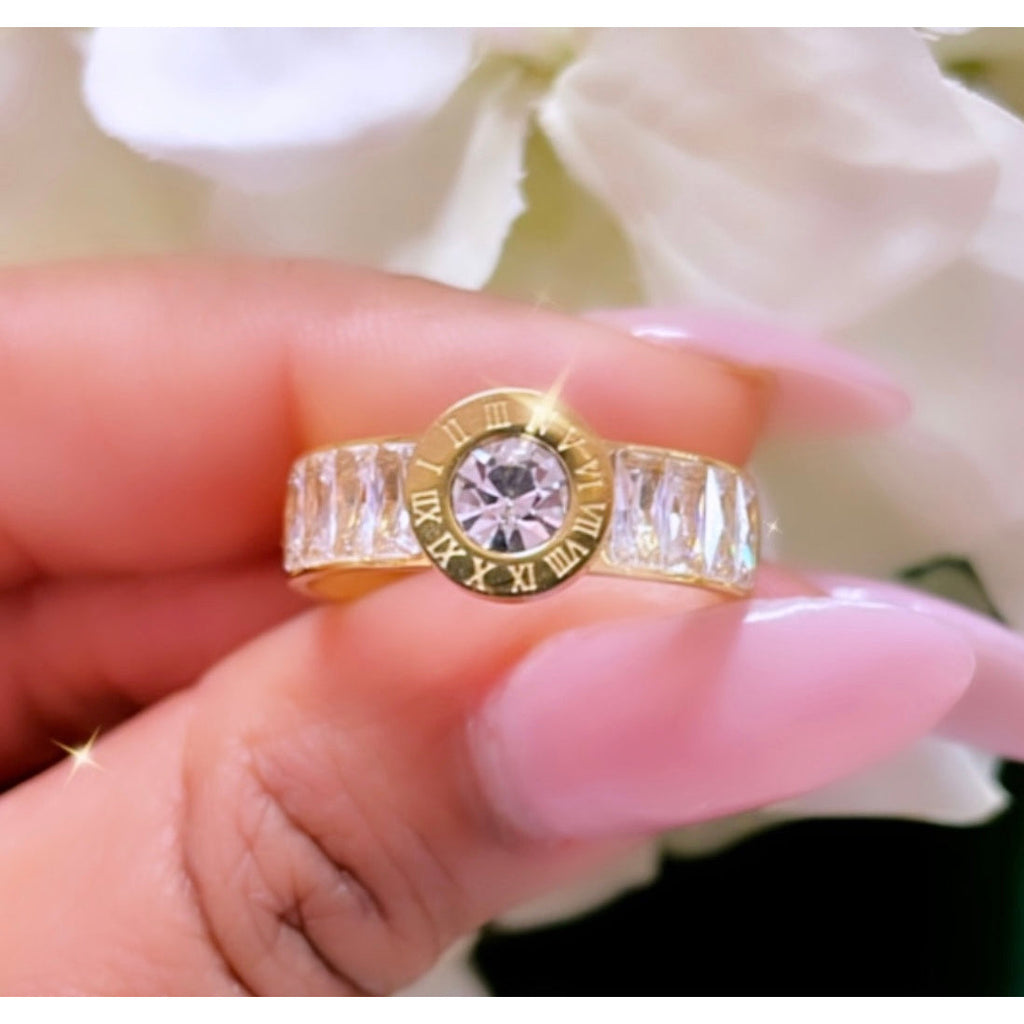 Roman Crystal Baguette Ring