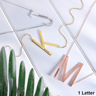 Custom Name Sideways Initial Necklace