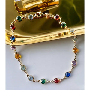Rainbow Crystal Ankle Bracelet (Extension Available)