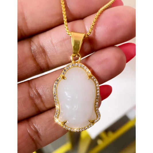 Crystal Quartz Buddha Necklace