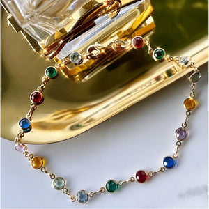 Rainbow Crystal Ankle Bracelet (Extension Available)