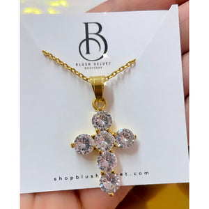 Gold Crystal Chubby Cross