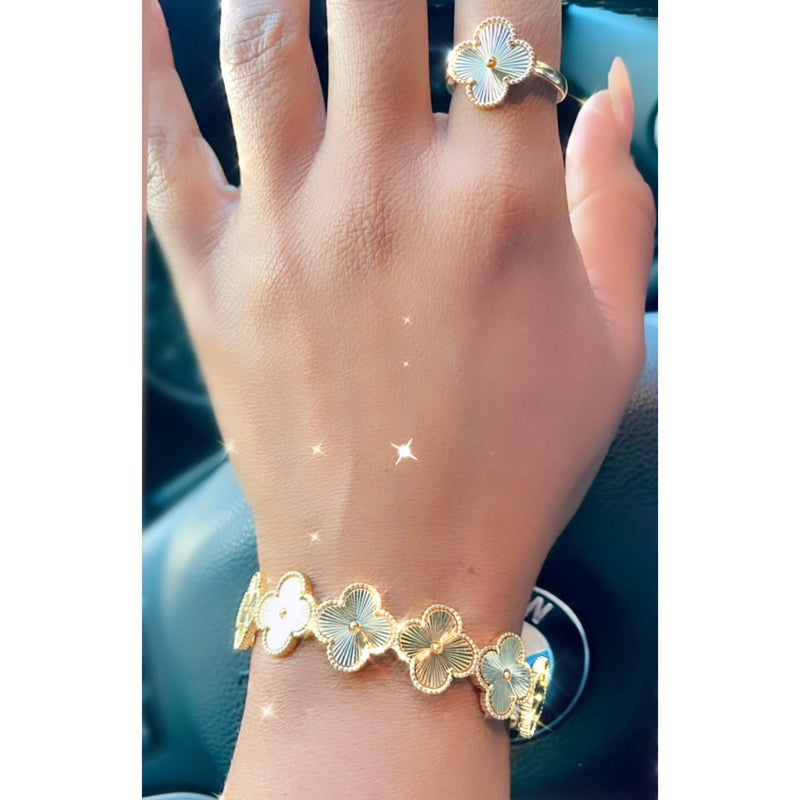 Gold Clover Bracelet & Ring