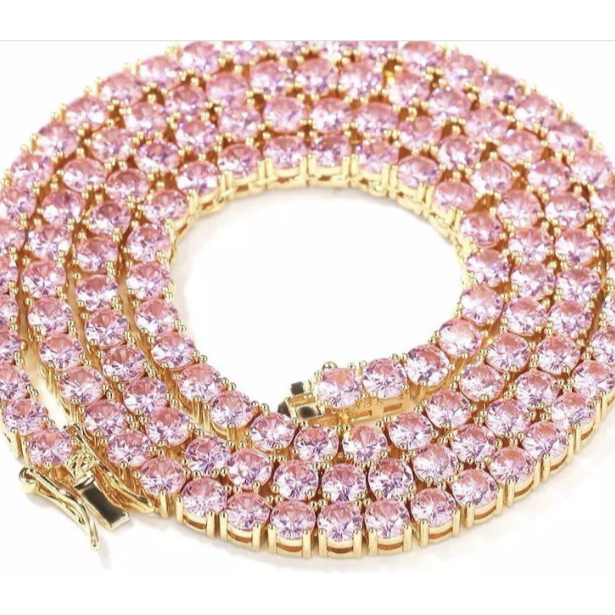 Pink Crystal Tennis Necklace