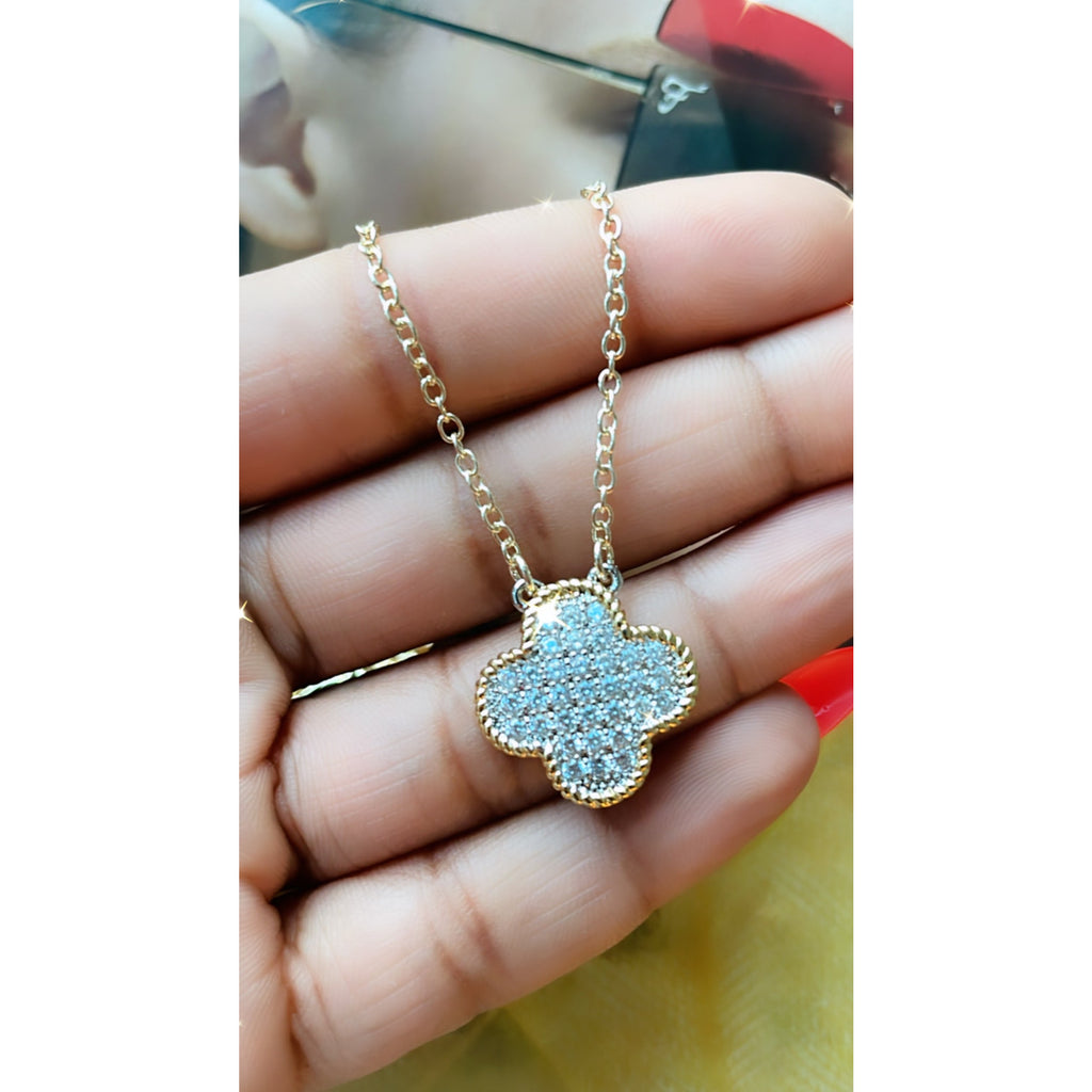 Pave Crystal Clover Necklace