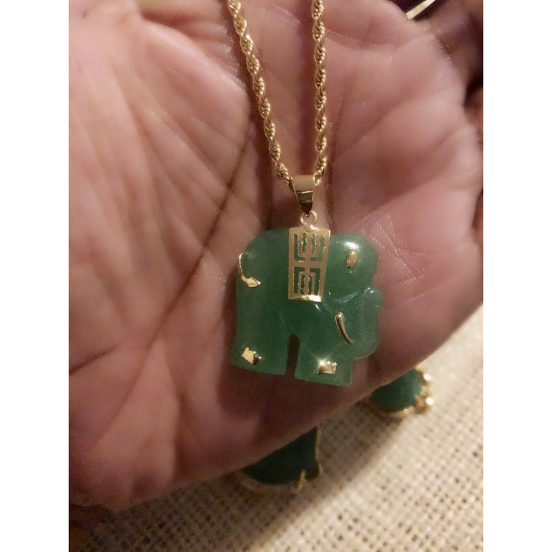 Green Jade Elephant Necklace