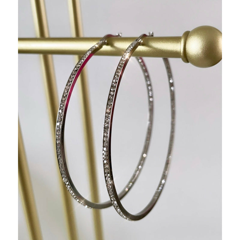 Crystal Crush Hoops (Gold or Silver)